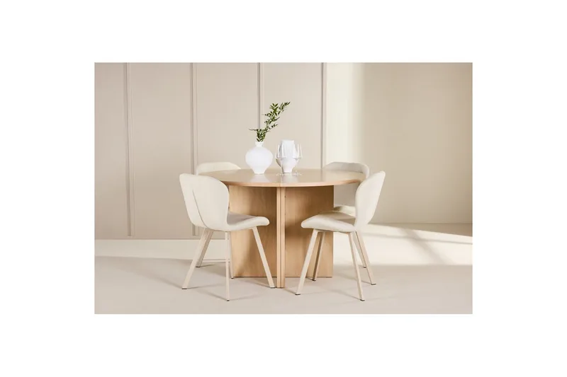 Ruokaryhmä Strada Pyöreä 120/170 cm Valkoinen Lilja-tuoleilla 4 kpl - 4 kpl - Huonekalut - Pöytä & ruokailuryhmä - Ruokailuryhmä