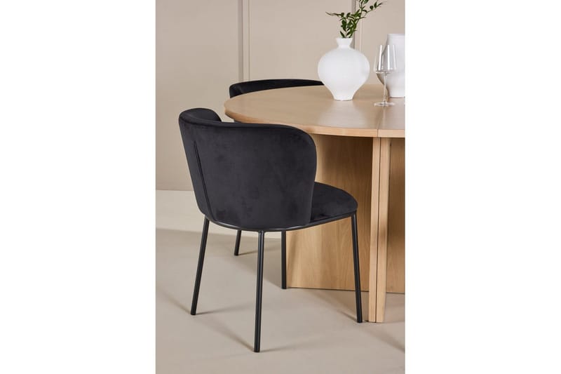 Ruokaryhmä Strada Pyöreä 120/170 cm Valkoinen Edina-tuoleilla 4 kpl, Musta - 4 kpl, Musta - Huonekalut - Pöytä & ruokailuryhmä - Ruokailuryhmä