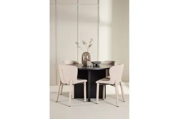 Ruokaryhmä Strada Pyöreä 120/170 cm Musta Astoria-tuoleilla 4 kpl, Beige - 4 kpl, Beige - Huonekalut - Pöytä & ruokailuryhmä - Ruokailuryhmä