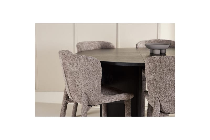 Ruokaryhmä Strada Pyöreä 120/170 cm Musta Astoria-tuoleilla 6 kpl, Ruskea - 6 kpl, Ruskea - Huonekalut - Pöytä & ruokailuryhmä - Ruokailuryhmä