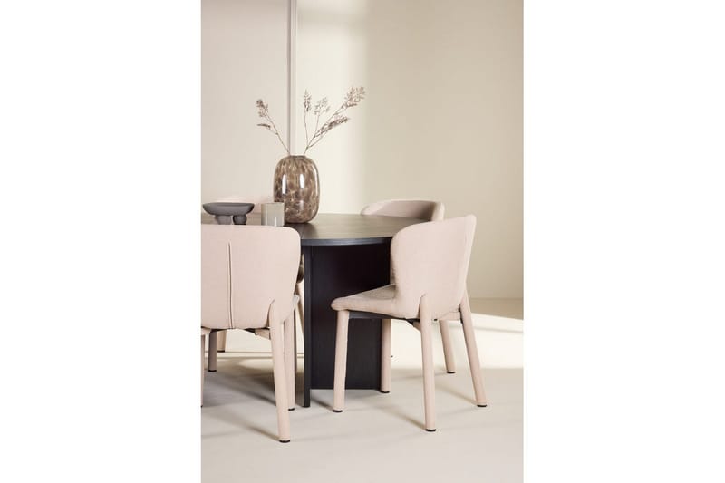 Ruokaryhmä Strada Pyöreä 120/170 cm Musta Astoria-tuoleilla 6 kpl, Beige - 6 kpl, Beige - Huonekalut - Pöytä & ruokailuryhmä - Ruokailuryhmä