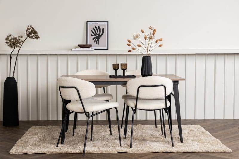 Ruokaryhmä Tempe 140 cm Suorakulmainen 4 Chico-tuolilla - Pähkinä - Huonekalut - Pöytä & ruokailuryhmä - Ruokailuryhmä