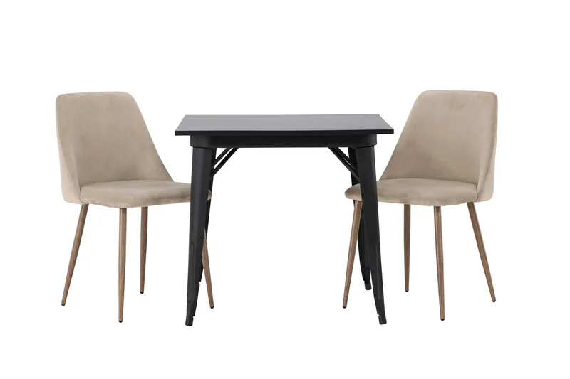Ruokaryhmä Tempe 80 cm Suorakulmainen 2 Night-tuolilla, Musta