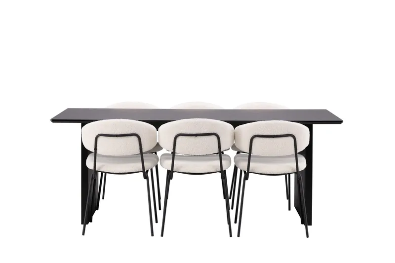 Ruokaryhmä Vail 200 cm Suorakulmainen 6 Chico-tuolilla, Musta