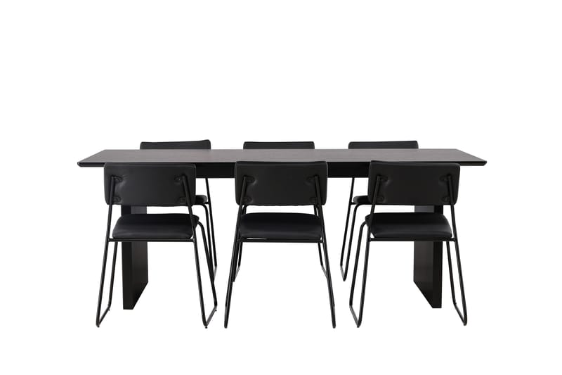Ruokaryhmä Vail 200 cm Suorakulmainen 6 Kenth-tuolilla - Musta - Huonekalut - Pöytä & ruokailuryhmä - Ruokailuryhmä