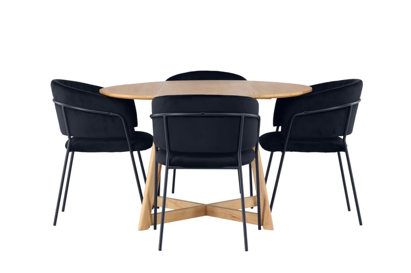 Ruokaryhmä Yakidon 120 cm Pyöreä 4 Selma-tuolilla, Musta