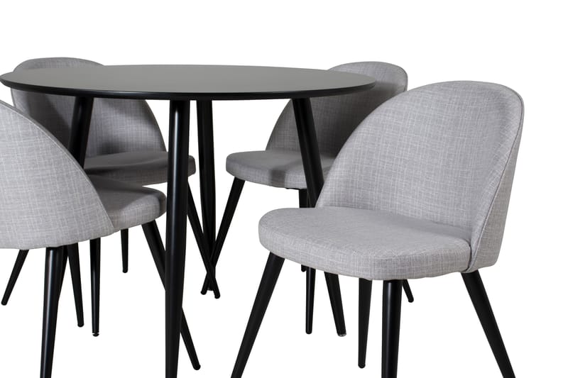 Ruokaryhmä Plaza 100 cm Pyöreä 4 Velvet-tuolilla - Musta - Huonekalut - Pöytä & ruokailuryhmä - Ruokailuryhmä