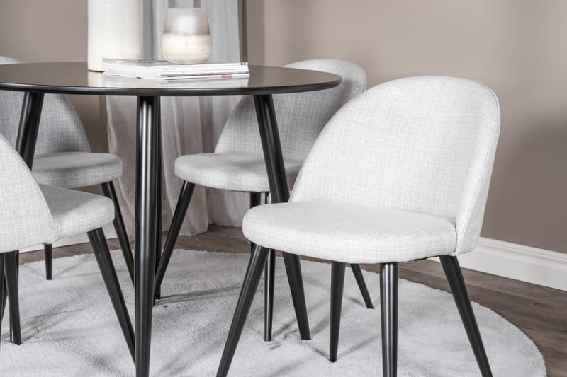 Ruokaryhmä Plaza 100 cm Pyöreä 4 Velvet-tuolilla - Musta - Huonekalut - Pöytä & ruokailuryhmä - Ruokailuryhmä