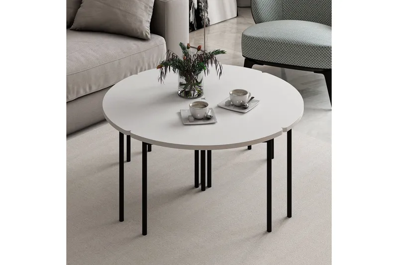 Rusele Sohvapöytä 90 cm - Valkoinen - Huonekalut - Pöytä & ruokailuryhmä - Apupöytä & sivupöytä - Sarjapöytä