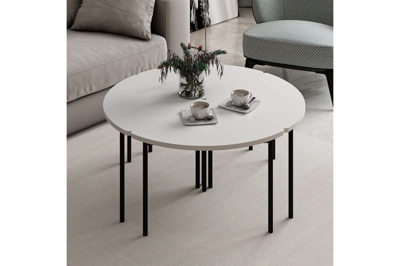 Rusele Sohvapöytä 90 cm - Valkoinen - Huonekalut - Pöytä & ruokailuryhmä - Apupöytä & sivupöytä - Sarjapöytä