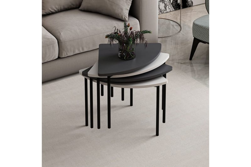 Rusele Sohvapöytä 90 cm - Valkoinen/Antrasiitti - Huonekalut - Pöytä & ruokailuryhmä - Apupöytä & sivupöytä - Sarjapöytä