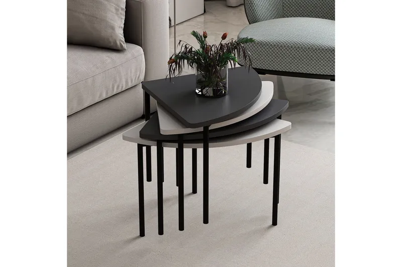 Rusele Sohvapöytä 90 cm - Valkoinen/Antrasiitti - Huonekalut - Pöytä & ruokailuryhmä - Apupöytä & sivupöytä - Sarjapöytä