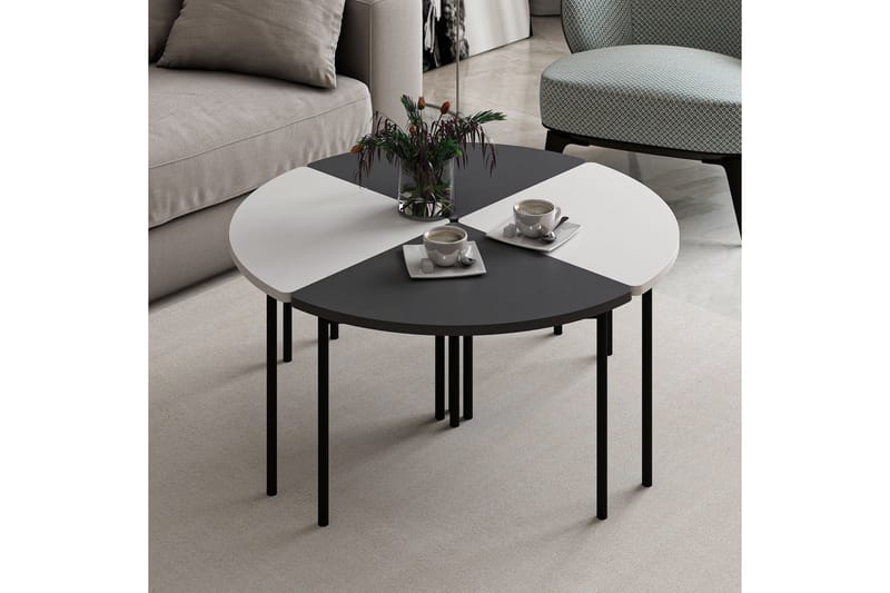 Rusele Sohvapöytä 90 cm - Valkoinen/Antrasiitti - Huonekalut - Pöytä & ruokailuryhmä - Apupöytä & sivupöytä - Sarjapöytä