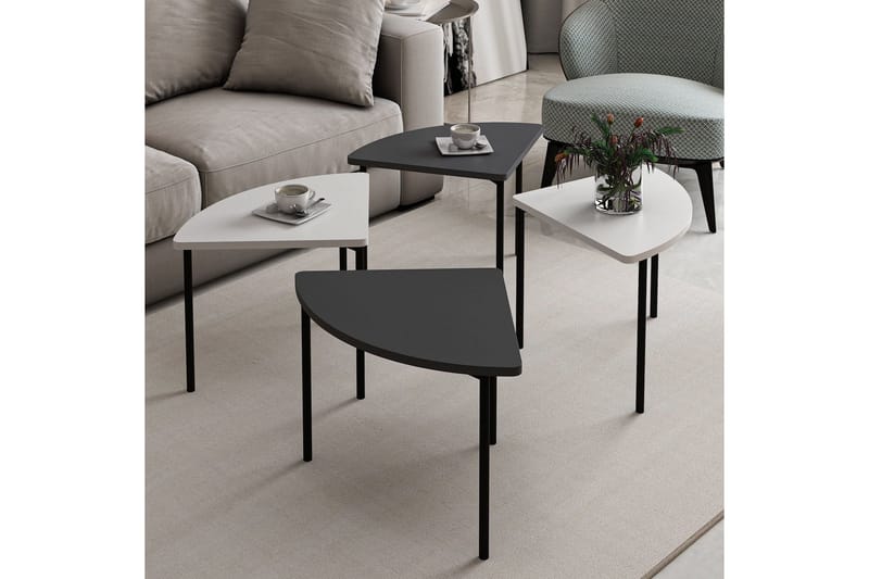 Rusele Sohvapöytä 90 cm - Valkoinen/Antrasiitti - Huonekalut - Pöytä & ruokailuryhmä - Apupöytä & sivupöytä - Sarjapöytä