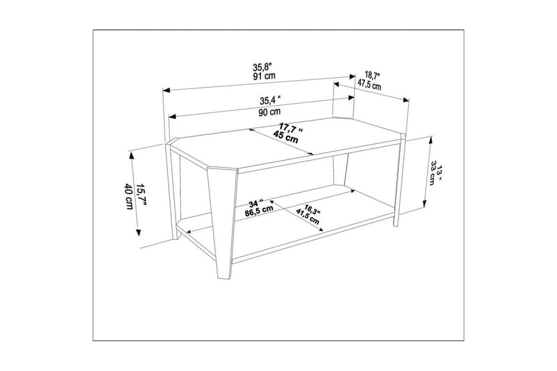 Rylas Sohvapöytä 91 cm - Pähkinä/Travertiini - Huonekalut - Pöytä & ruokailuryhmä - Sohvapöytä