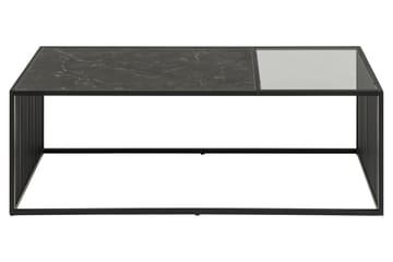 Saklani 120x60 cm suorakaiteen muotoinen sohvapöytä metallirunko ja lasilevy - Musta - Huonekalut - Pöytä & ruokailuryhmä - Marmoripöydät