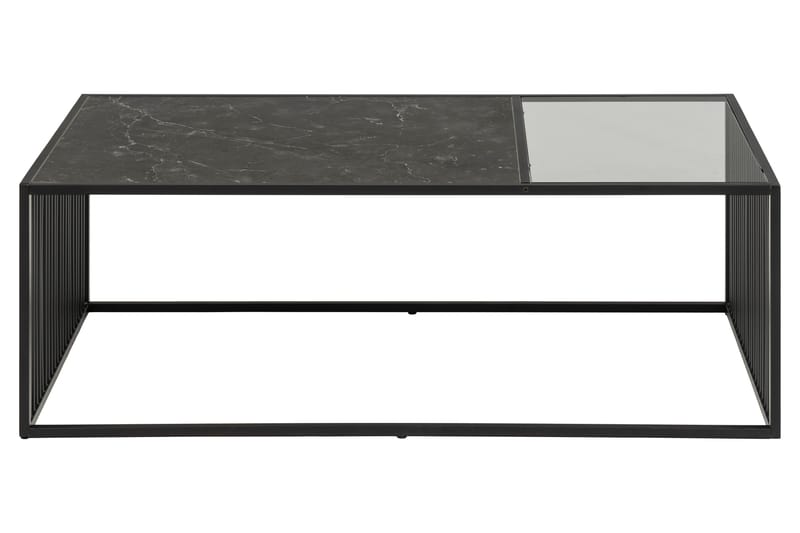 Saklani 120x60 cm suorakaiteen muotoinen sohvapöytä metallirunko ja lasilevy - Musta - Huonekalut - Pöytä & ruokailuryhmä - Marmoripöydät