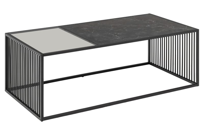 Saklani 120x60 cm suorakaiteen muotoinen sohvapöytä metallirunko ja lasilevy - Musta - Huonekalut - Pöytä & ruokailuryhmä - Marmoripöydät