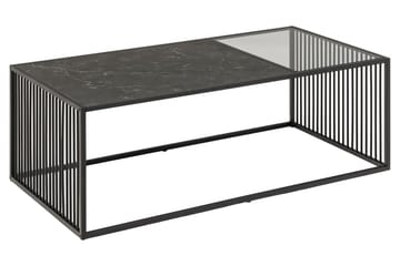 Saklani 120x60 cm suorakaiteen muotoinen sohvapöytä metallirunko ja lasilevy - Musta - Huonekalut - Pöytä & ruokailuryhmä - Marmoripöydät
