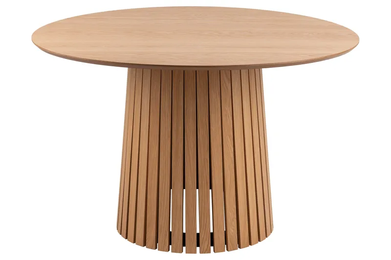 Saku pyöreä ruokapöytä 120 cm puu- ja tammijäljitelmällä, Beige