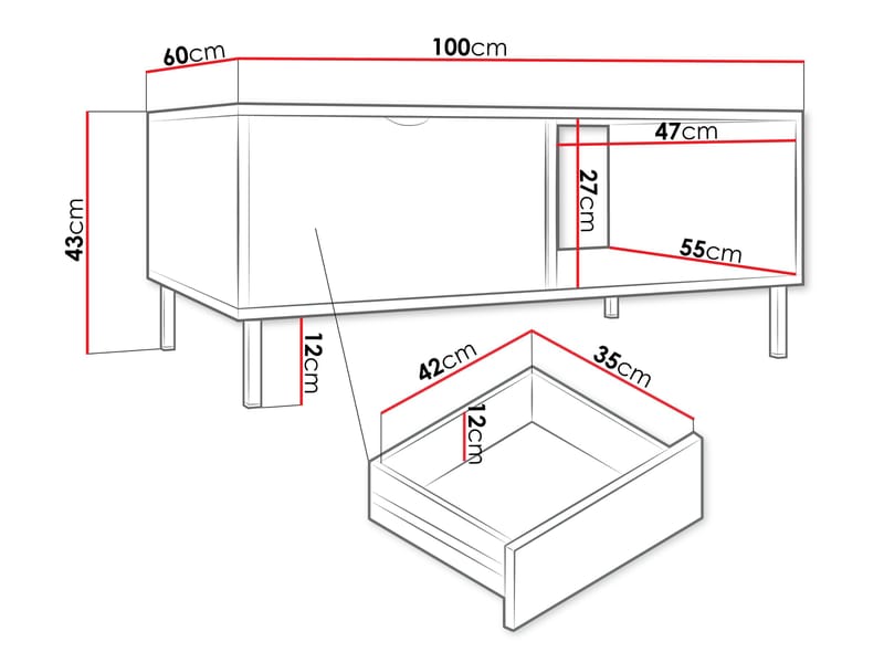 Salmor Sohvapöytä 100 cm - Valkoinen - Huonekalut - Pöytä & ruokailuryhmä - Sohvapöytä