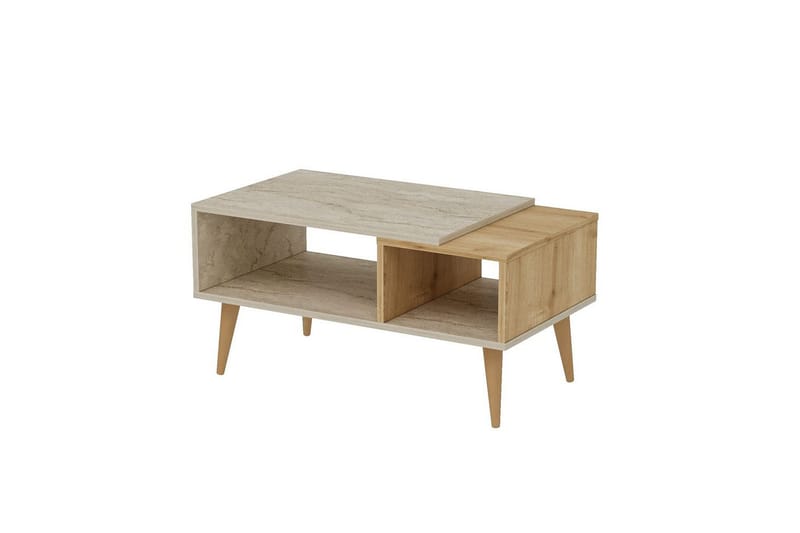 Salric Sohvapöytä 90 cm - Travertiini/Tammi - Huonekalut - Pöytä & ruokailuryhmä - Sohvapöytä