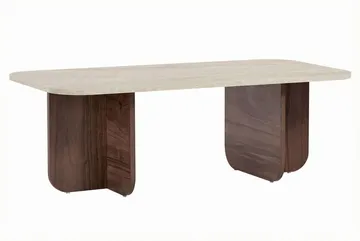 Salrin sohvapöytä 120x41x60 cm - Travertiini, Venezia-pähkinä - Huonekalut - Pöytä & ruokailuryhmä - Sohvapöytä