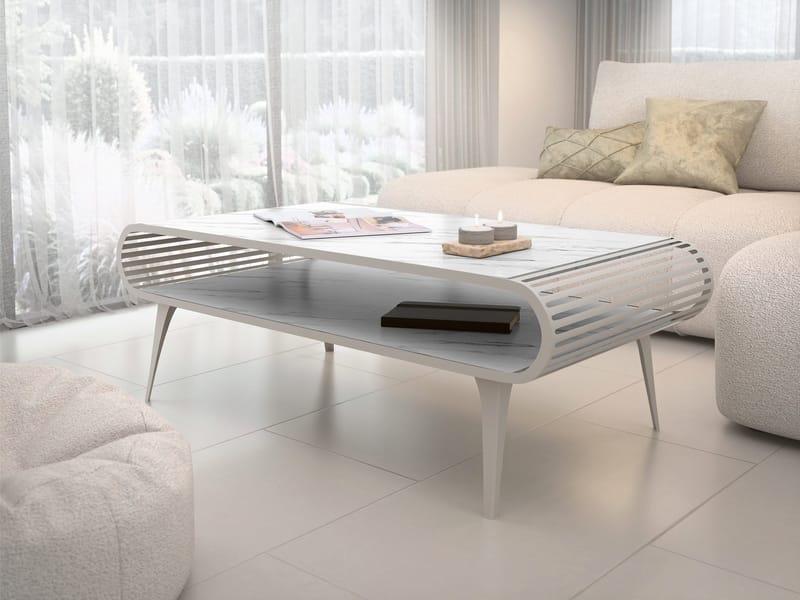 Salvaris Sohvapöytä 120 cm - Beige, valkoinen marmorikuosi - Huonekalut - Pöytä & ruokailuryhmä - Sohvapöytä