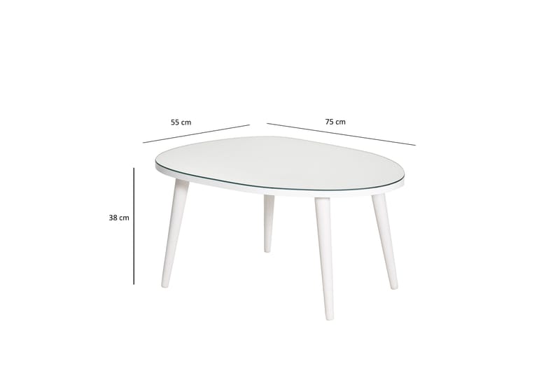 Samtens 75 cm soikea sohvapöytä lasia ja puujaloilla - Valkoinen - Huonekalut - Pöytä & ruokailuryhmä - Sohvapöytä