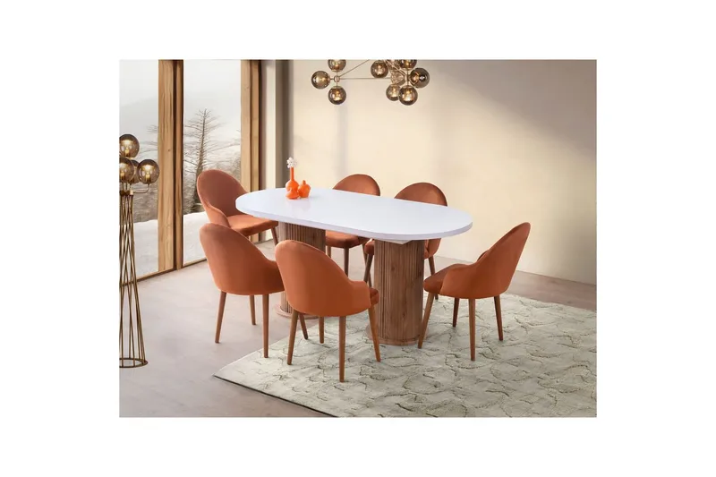 Samtens Ruokapöytä 180 cm Soikea - Valkoinen - Huonekalut - Pöytä & ruokailuryhmä - Ruokapöydät & keittiön pöydät