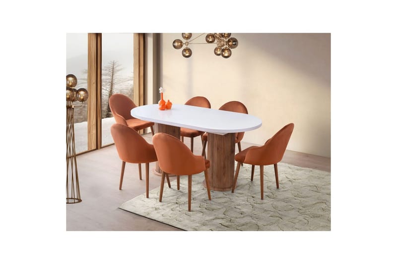 Samtens Ruokapöytä 180 cm Soikea - Valkoinen - Huonekalut - Pöytä & ruokailuryhmä - Ruokapöydät & keittiön pöydät