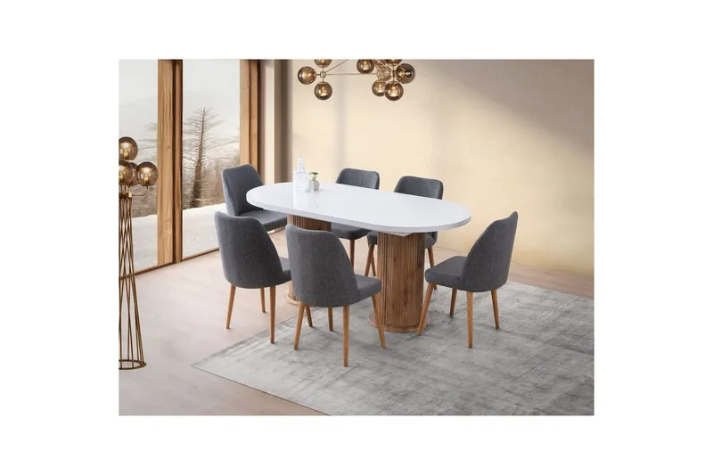 Samtens Ruokapöytä 180 cm Soikea - Valkoinen - Huonekalut - Pöytä & ruokailuryhmä - Ruokapöydät & keittiön pöydät