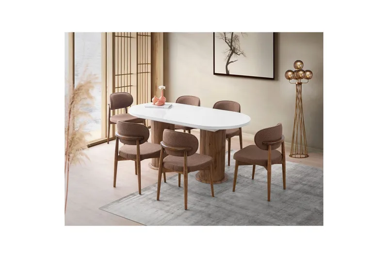 Samtens Ruokapöytä 180 cm Soikea - Valkoinen - Huonekalut - Pöytä & ruokailuryhmä - Ruokapöydät & keittiön pöydät