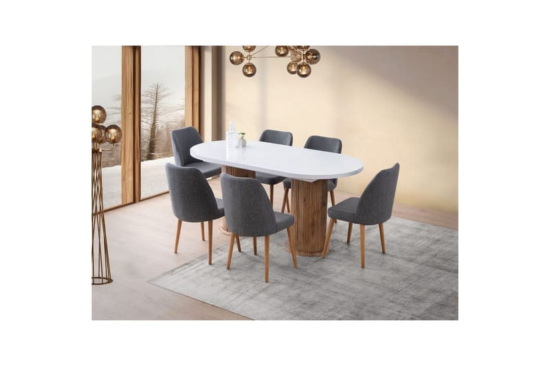 Samtens Ruokapöytä 180 cm Soikea - Valkoinen - Huonekalut - Pöytä & ruokailuryhmä - Ruokapöydät & keittiön pöydät