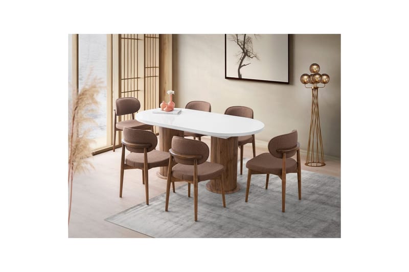 Samtens Ruokapöytä 180 cm Soikea - Valkoinen - Huonekalut - Pöytä & ruokailuryhmä - Ruokapöydät & keittiön pöydät