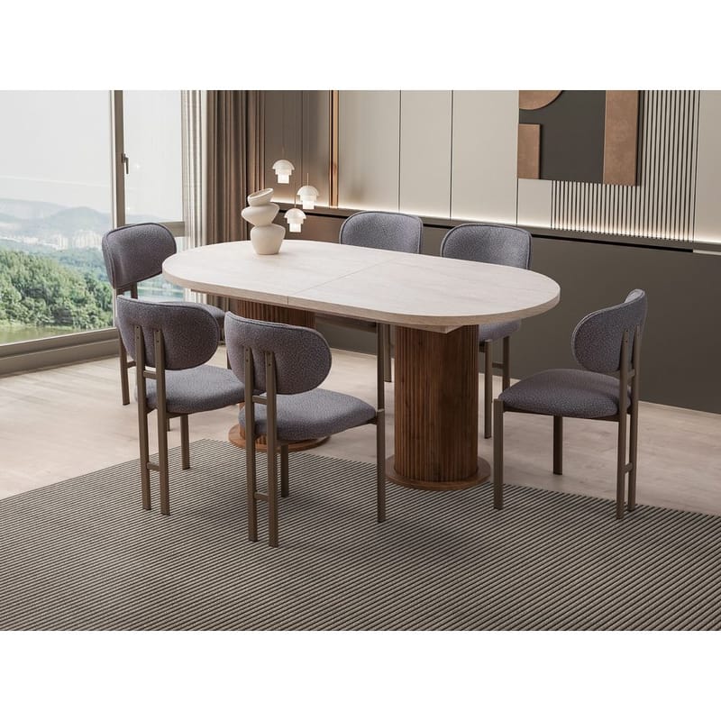 Samtens Ruokapöytä Ovaali 180 cm - Ruskea/Taupe - Huonekalut - Pöytä & ruokailuryhmä - Ruokapöydät & keittiön pöydät