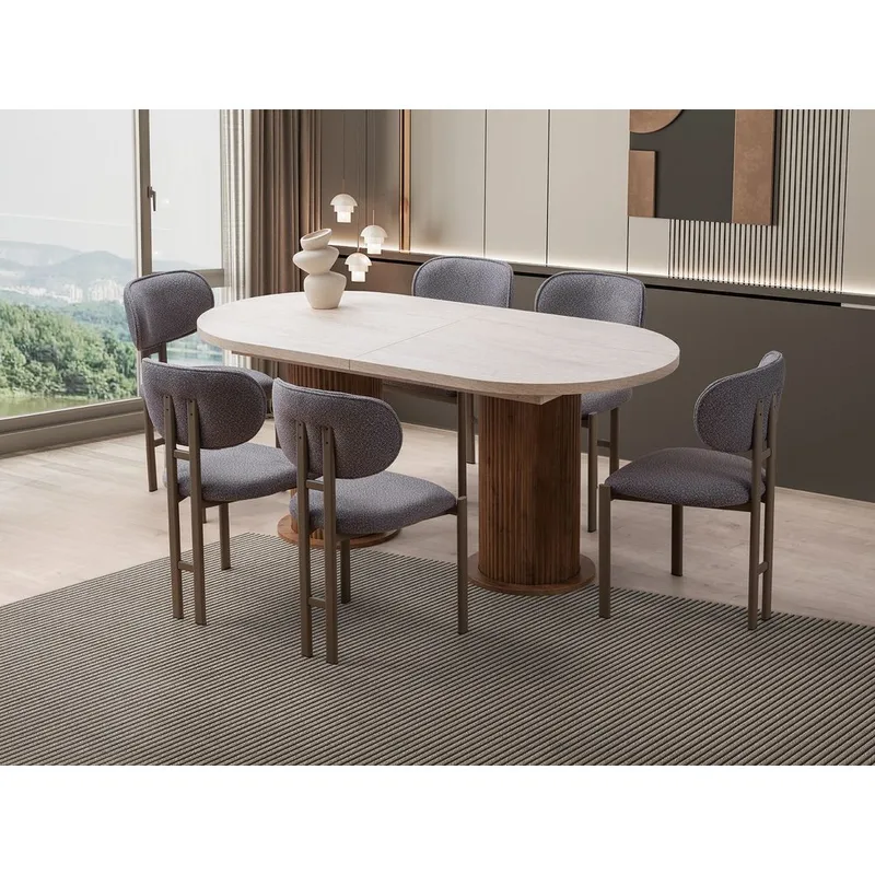 Samtens Ruokapöytä Ovaali 180 cm - Ruskea/Taupe - Huonekalut - Pöytä & ruokailuryhmä - Ruokapöydät & keittiön pöydät