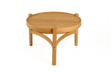 Sarnor pieni pyöreä sohvapöytä 60 cm kaarevilla tukitangoilla tammea - Beige - Huonekalut - Pöytä & ruokailuryhmä - Sohvapöytä
