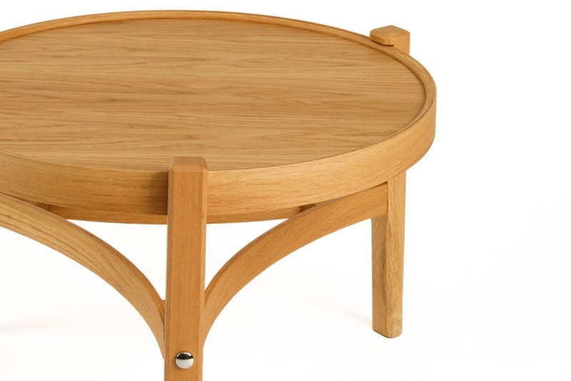 Sarnor pieni pyöreä sohvapöytä 60 cm kaarevilla tukitangoilla tammea - Beige - Huonekalut - Pöytä & ruokailuryhmä - Sohvapöytä