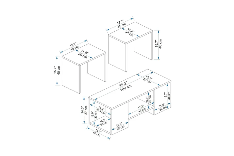 Sarte Sohvapöytä 100x37 cm - Beige/Vaalea Ruskea/Puu - Huonekalut - Pöytä & ruokailuryhmä - Apupöytä & sivupöytä - Sarjapöytä