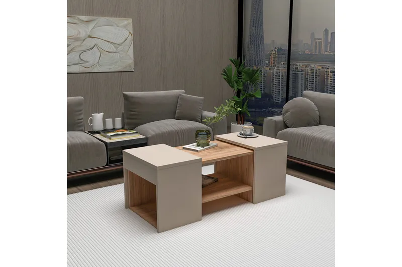 Sarte Sohvapöytä 100x37 cm - Beige/Vaalea Ruskea/Puu - Huonekalut - Pöytä & ruokailuryhmä - Apupöytä & sivupöytä - Sarjapöytä