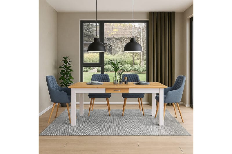 Selma Suorakaiteen Muotoinen Ruokapöytä 180x90 cm - Valkoinen - Huonekalut - Pöytä & ruokailuryhmä - Ruokapöydät & keittiön pöydät