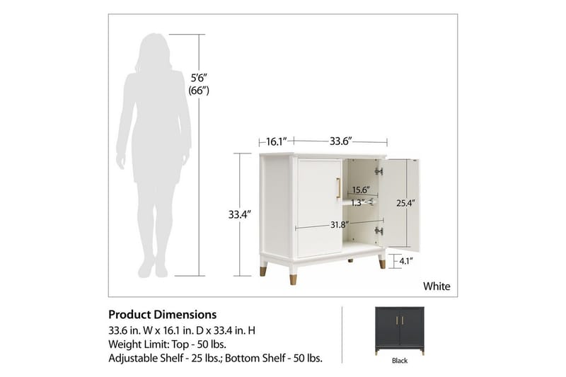 Senkkikaappi Westerleigh Musta - Musta - Säilytys - Säilytyskalusteet - Senkki