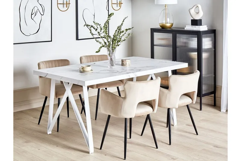 Senneterre Ruokapöytä 90x160 cm - Valkoinen/Harmaa - Huonekalut - Pöytä & ruokailuryhmä - Ruokapöydät & keittiön pöydät