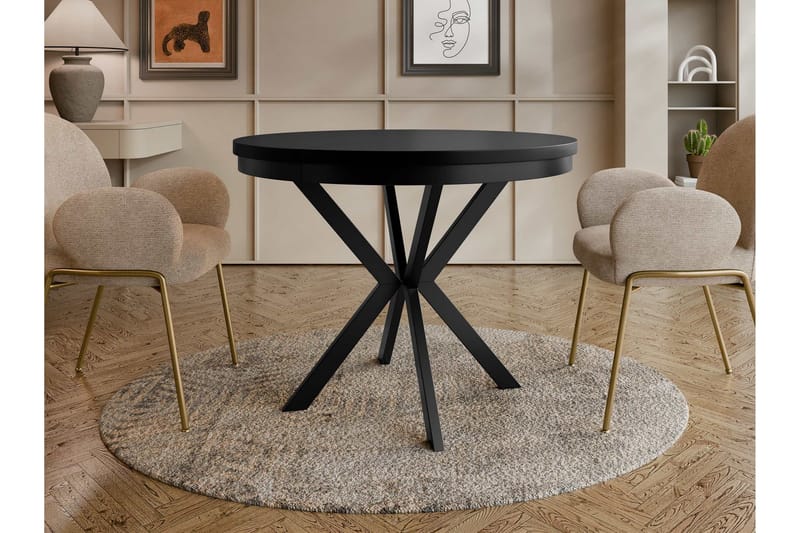Sereth Ruokapöytä 100 cm, pyöreä - Musta - Huonekalut - Pöytä & ruokailuryhmä - Ruokapöydät & keittiön pöydät