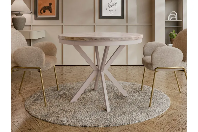 Sereth Ruokapöytä 100 cm, pyöreä - Ruskea/Beige - Huonekalut - Pöytä & ruokailuryhmä - Ruokapöydät & keittiön pöydät