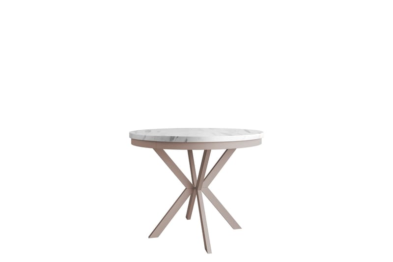 Sereth Ruokapöytä 100 cm, pyöreä, Valkoinen/Beige