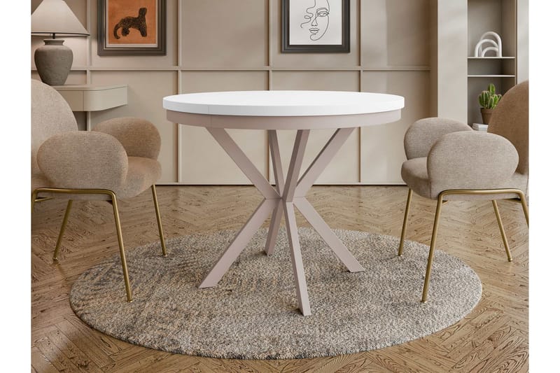 Sereth Ruokapöytä 120 cm, pyöreä - Valkoinen/Beige - Huonekalut - Pöytä & ruokailuryhmä - Ruokapöydät & keittiön pöydät