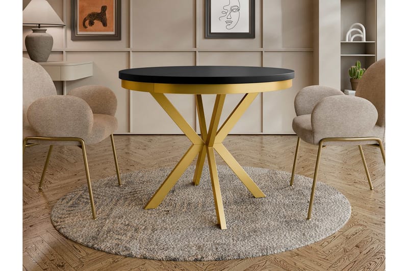 Sereth Ruokapöytä 120 cm, pyöreä - Musta/Kulta - Huonekalut - Pöytä & ruokailuryhmä - Ruokapöydät & keittiön pöydät