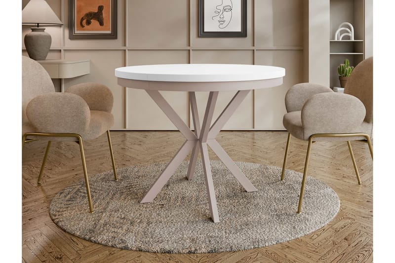 Sereth Ruokapöytä 120 cm, pyöreä - Valkoinen/Beige - Huonekalut - Pöytä & ruokailuryhmä - Ruokapöydät & keittiön pöydät